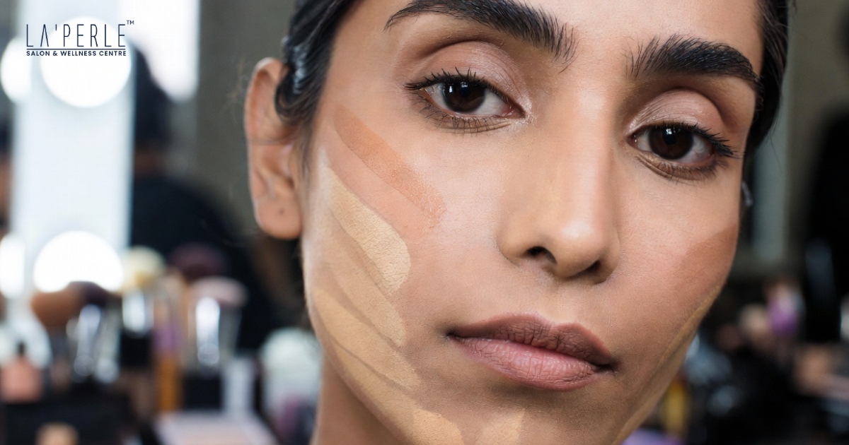 Testing different foundation shades on Indian skin tone to find the perfect bridal makeup match.